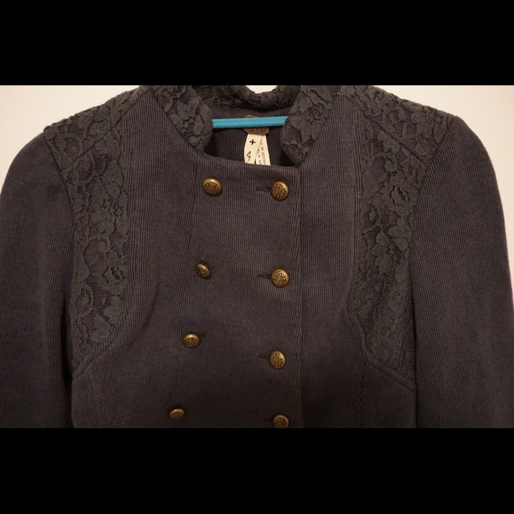 Free People Peplum Button Up Jacket